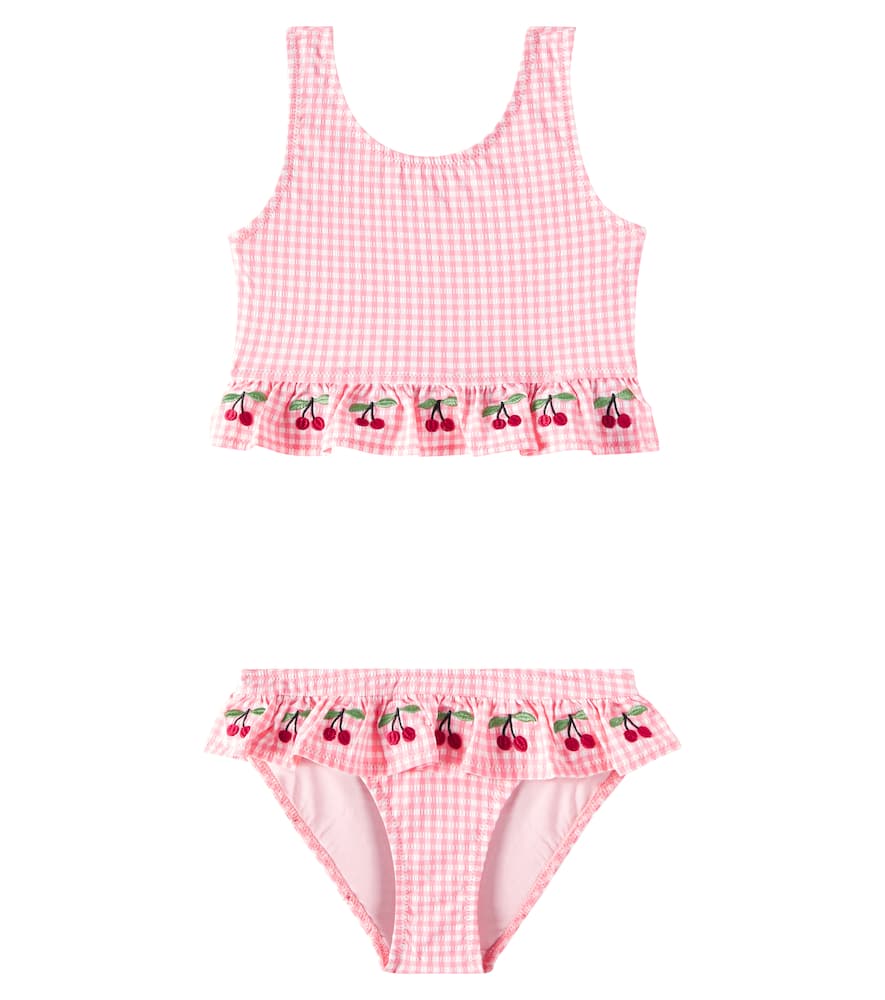 Konges Slojd Soline Embroidered Gingham Bikini In Pink