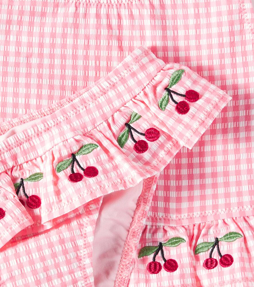 Konges Slojd Soline Embroidered Gingham Bikini In Pink