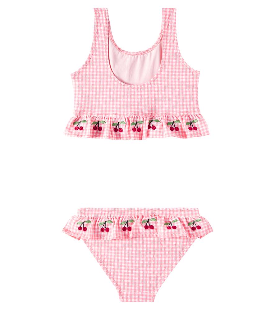 Konges Slojd Soline Embroidered Gingham Bikini In Pink