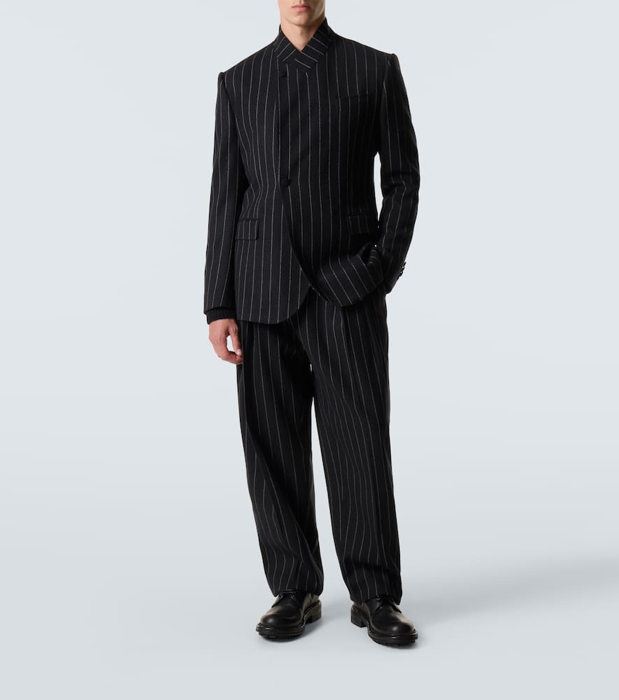 Dolce & Gabbana Pinstripe Wool-blend Suit Pants In Black
