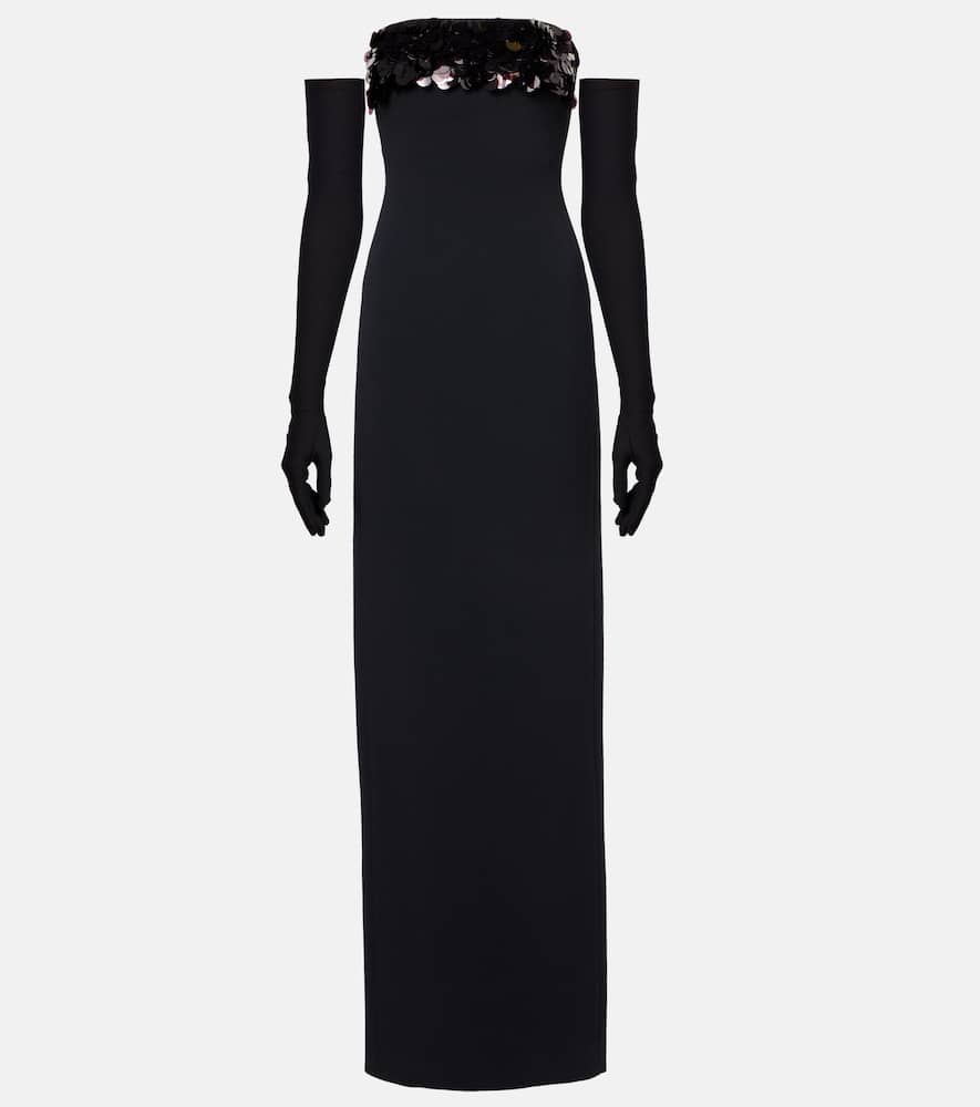 David Koma Sequined Strapless Gown In Black