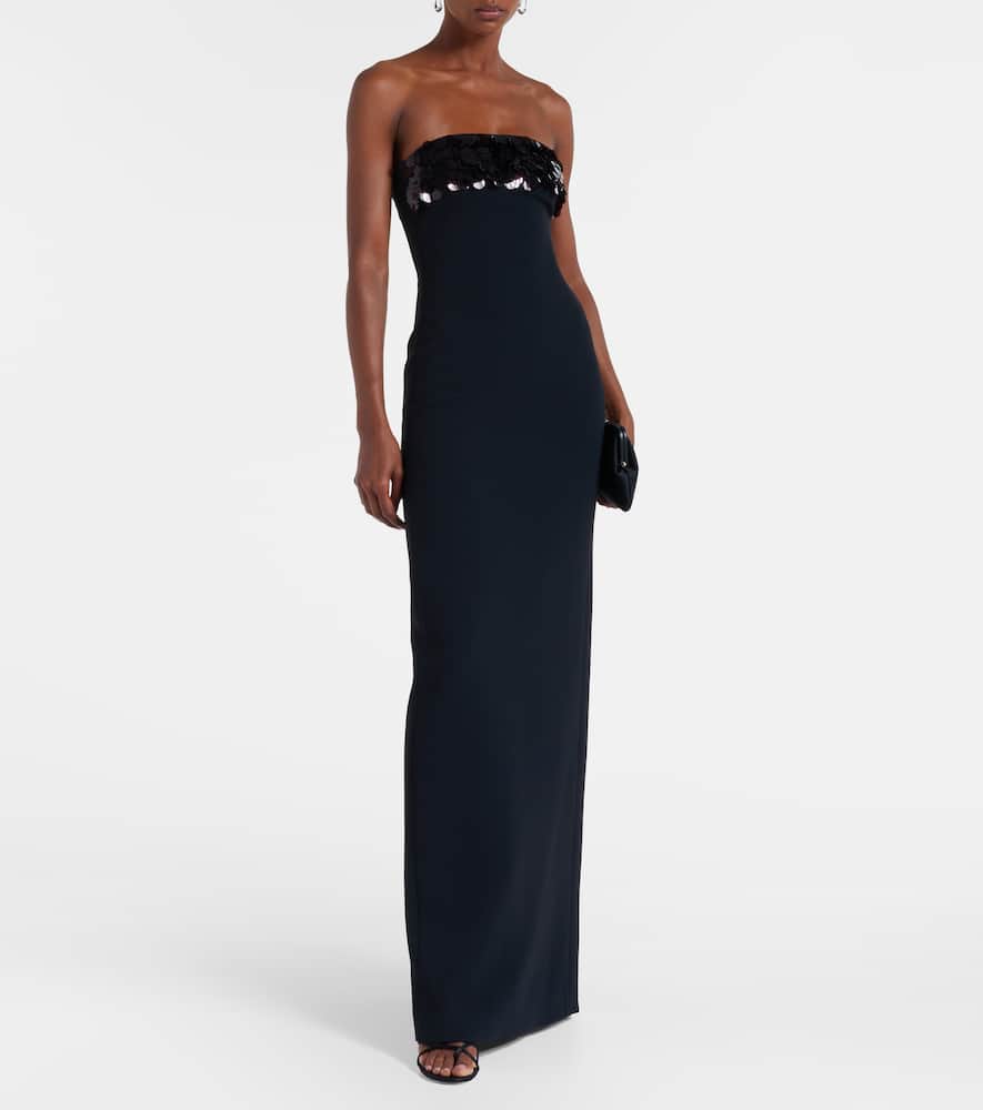 David Koma Sequined Strapless Gown In Black