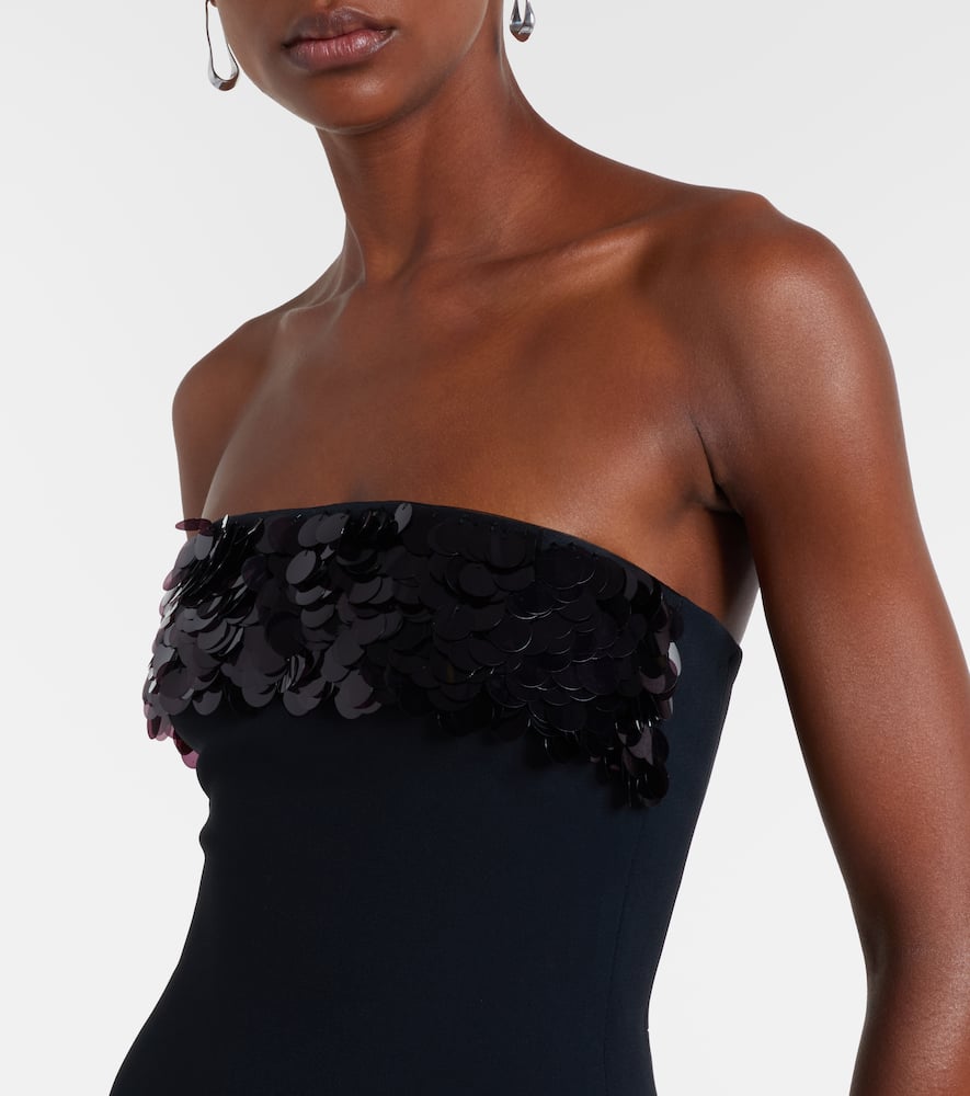 David Koma Sequined Strapless Gown In Black