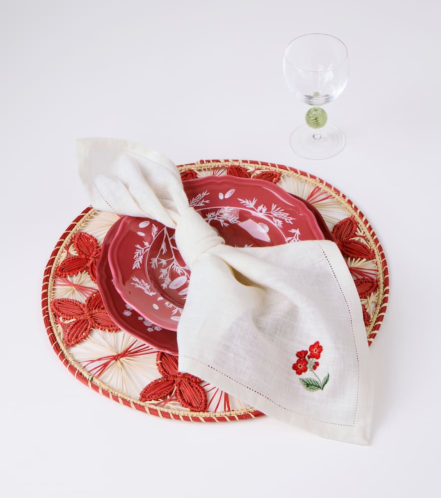 Cabana Floral Medley Set Of 6 Linen Napkins In White