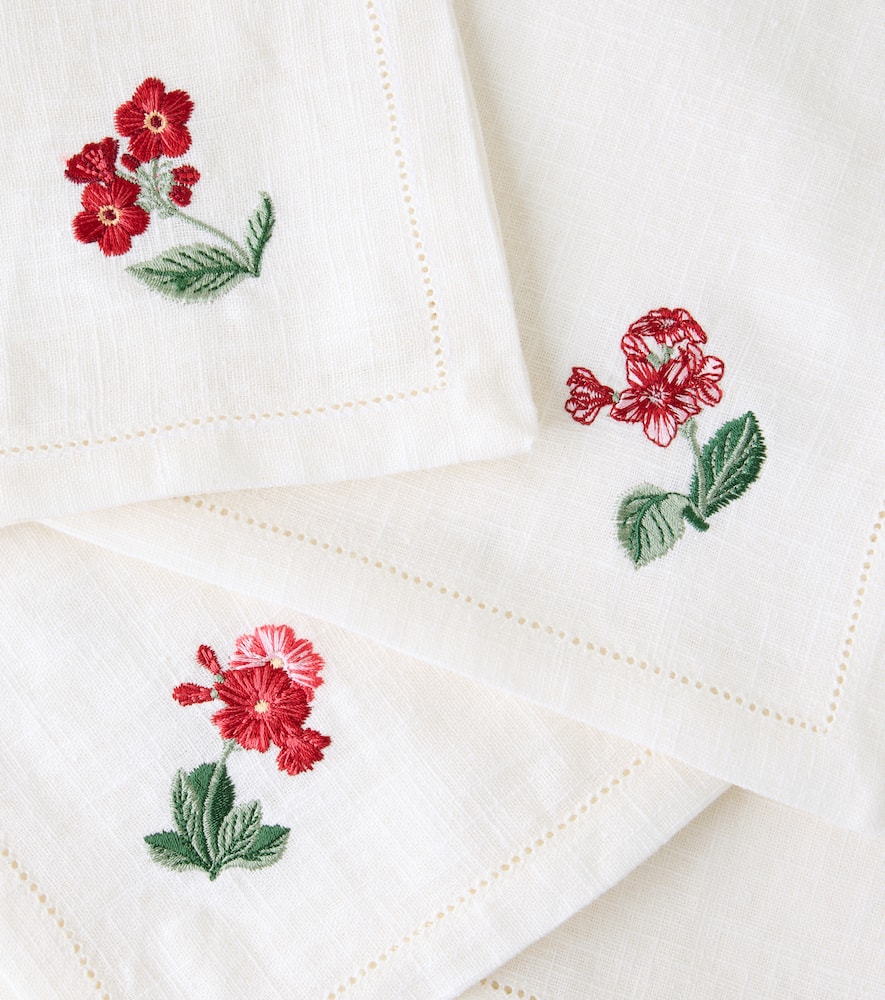 Cabana Floral Medley Set Of 6 Linen Napkins In White
