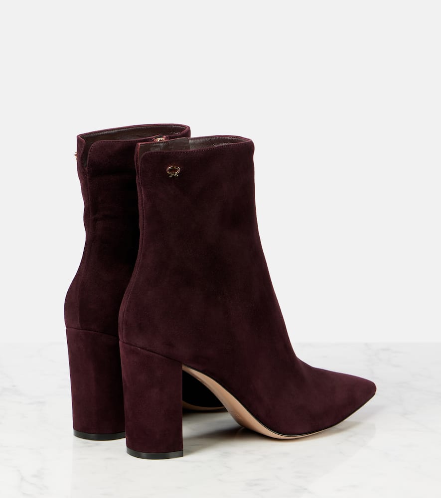 Gianvito Rossi Lyell Suede Ankle Boots In Burgundy