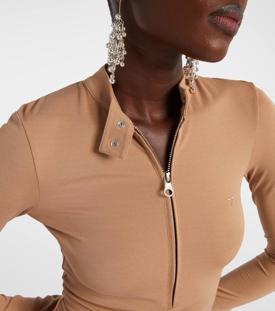 Courrèges Biker Crêpe Jersey Minidress In Neutral