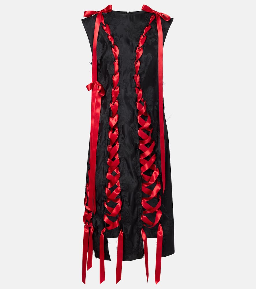 Simone Rocha Midikleid Aus Brokat Mit Satin In Black