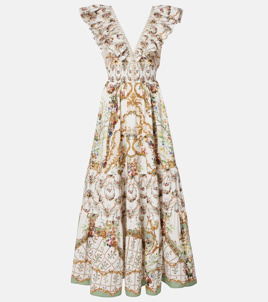 Floral ruffled cotton maxi dress