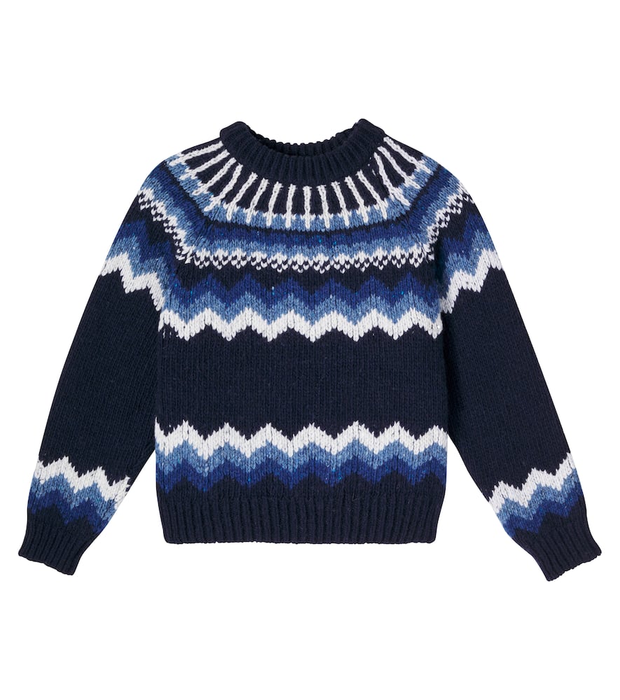The New Society Lucas Jacquard Wool-blend Sweater In Blue
