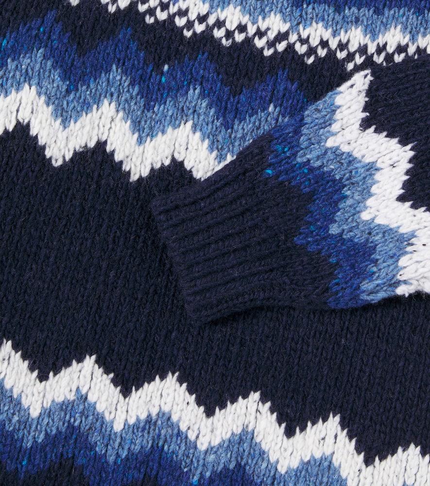 The New Society Lucas Jacquard Wool-blend Sweater In Blue