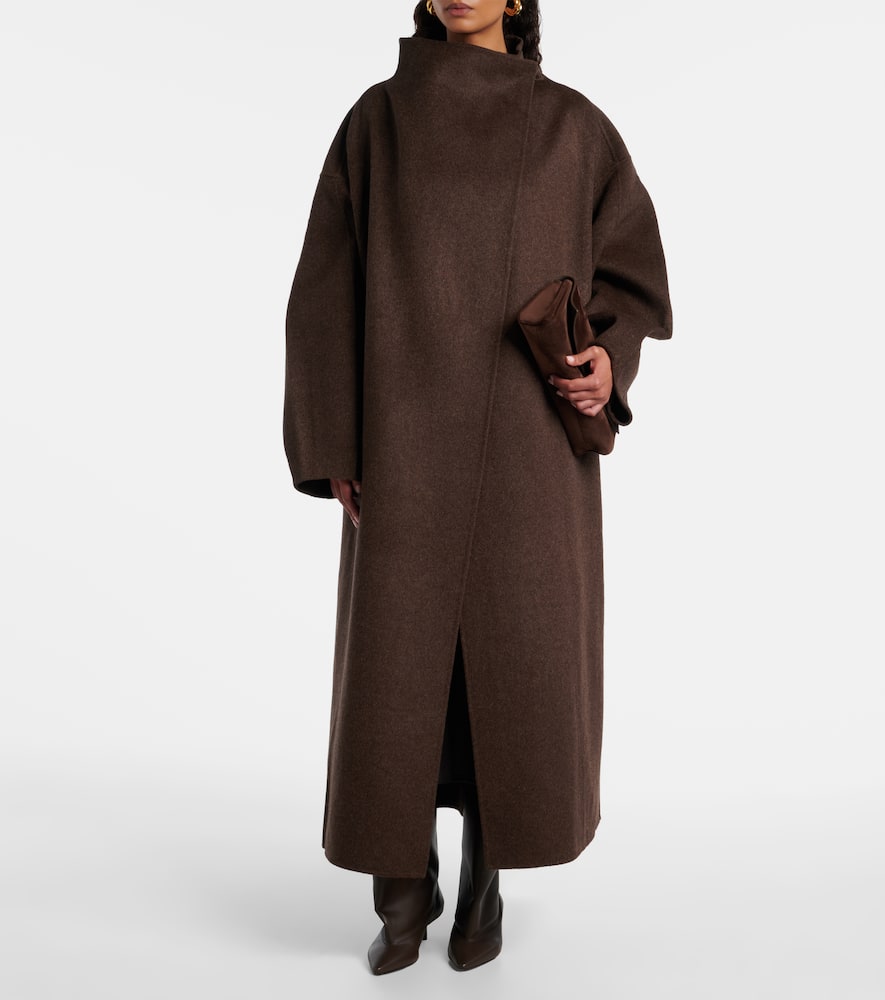 The Frankie Shop Leroy Wool-blend Coat In Brown
