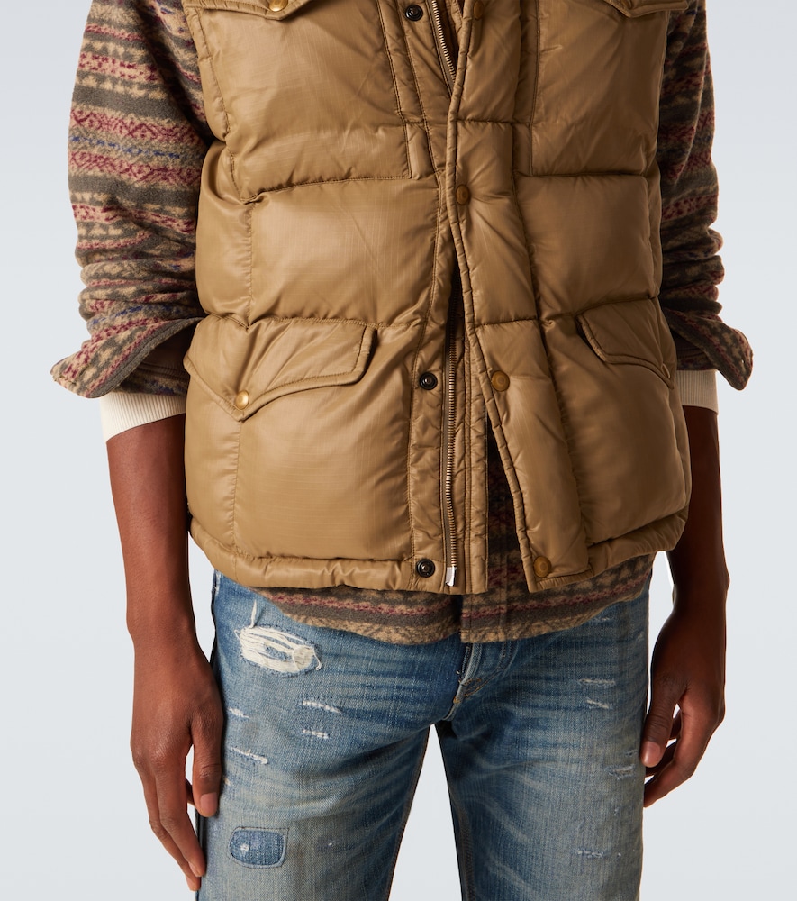  Rrl Rrl Leather-trimmed Ripstop Puffer Vest 