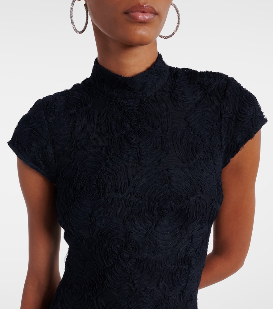 Rotate Birger Christensen Floral Mesh Gown In Blue