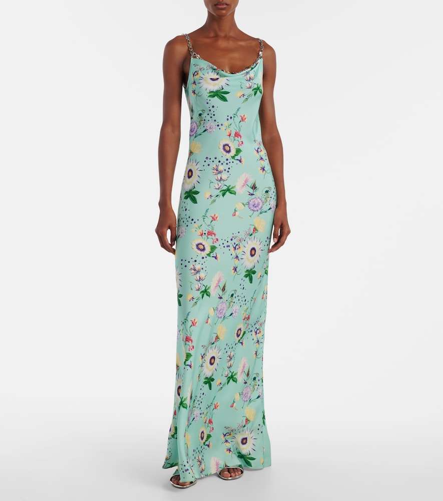 Rabanne Chain-detail floral maxi dress