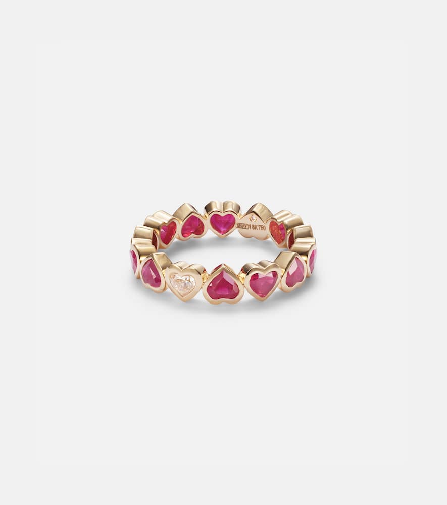 Shay Jewelry 18kt Yellow Gold Ring With Rubies And Diamonds In Gold