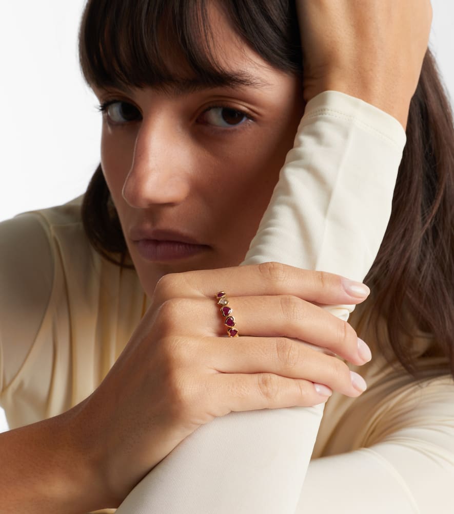 Shay Jewelry 18kt Yellow Gold Ring With Rubies And Diamonds In Gold