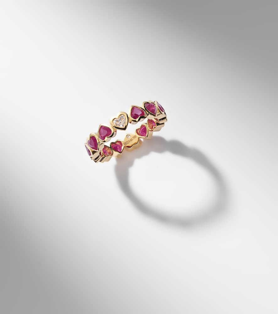 Shay Jewelry 18kt Yellow Gold Ring With Rubies And Diamonds In Gold