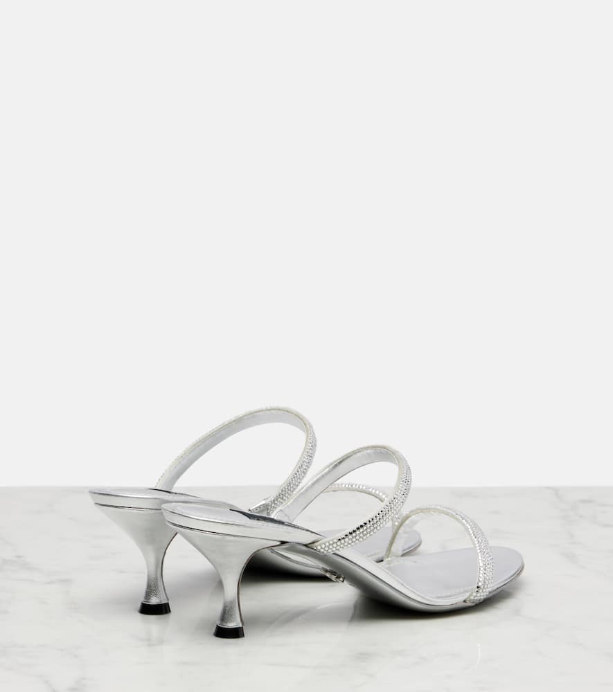 Dolce & Gabbana 60 Embellished Mules In Silver