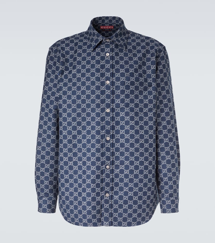 Gucci Gg Wool Jacquard Shirt In Multi