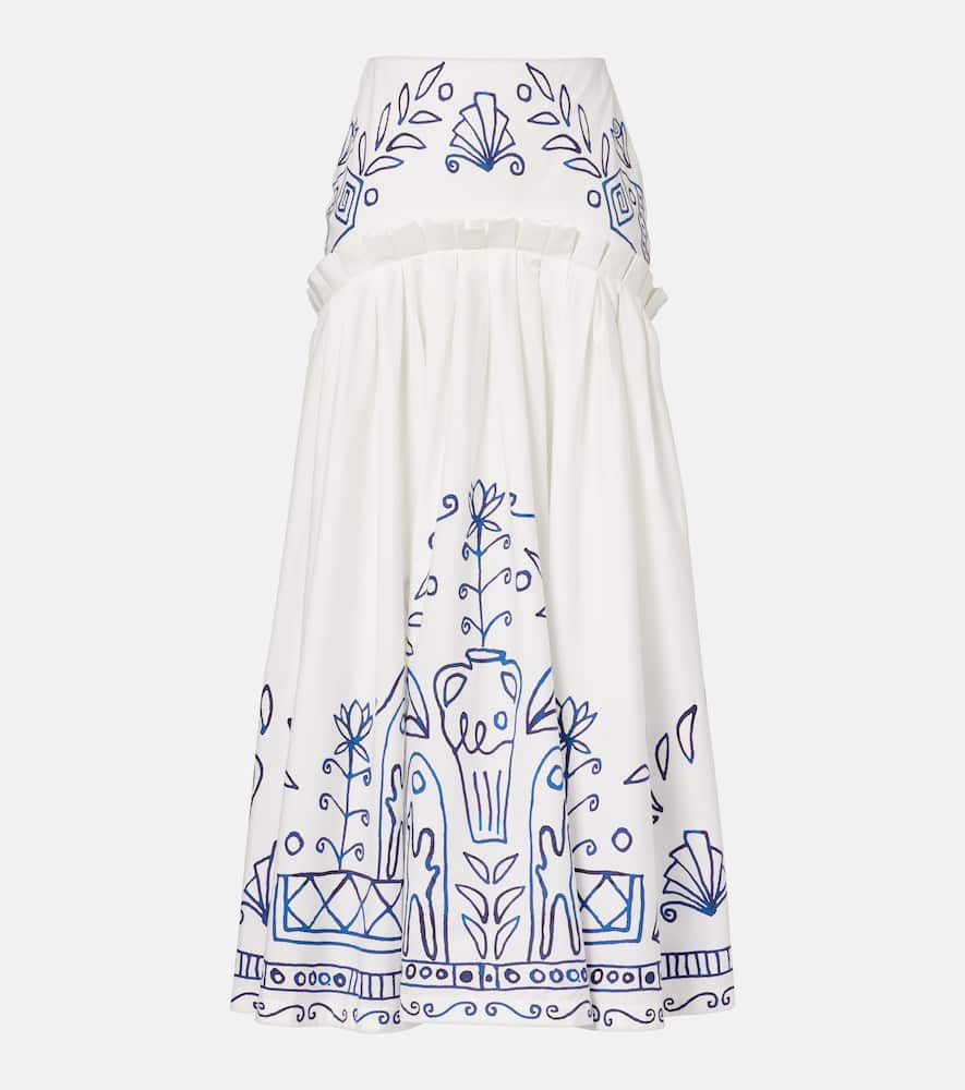 Alemais Alémais X Lrnce Leela Printed Cotton Maxi Skirt In White