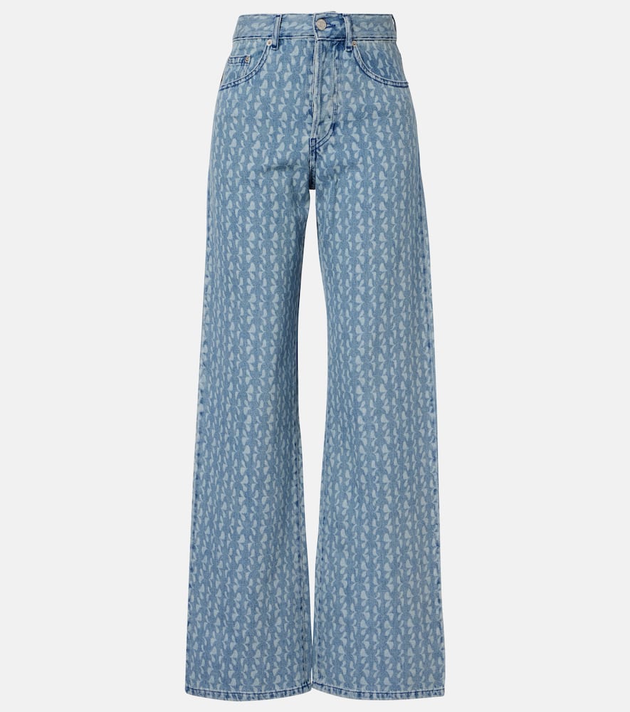 Jeans a gamba larga con stampa