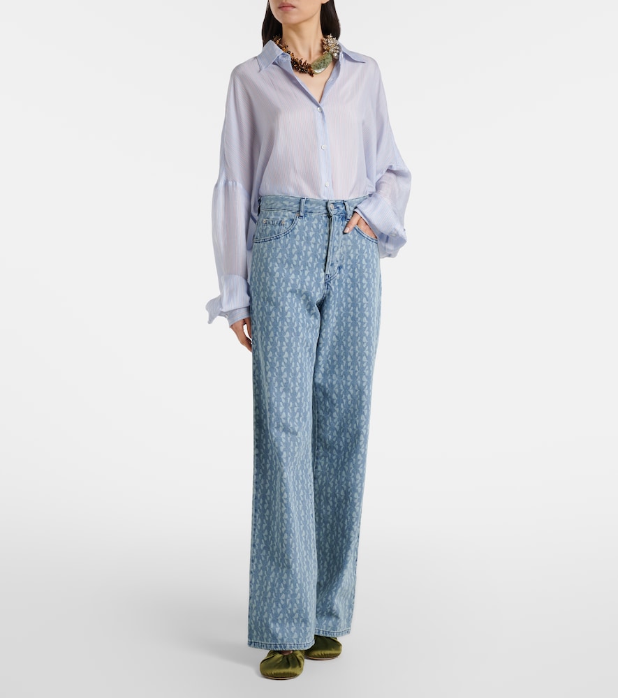 Dries Van Noten Dries Van Noten Printed Wide-leg Jeans 