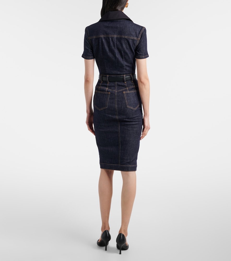  Self-portrait Self-portrait Midikleid Aus Denim 