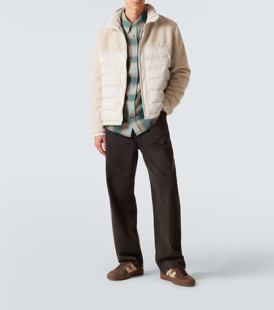 Moncler Mistral High Collar Quilted Zip Pockets Coat In Multi