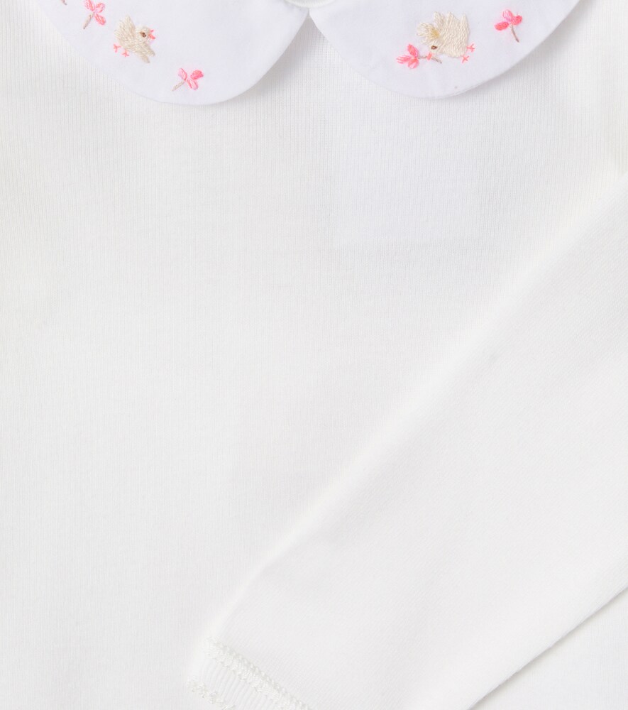  Bonpoint Bonpoint Baby Cygne Embroidered Cotton Bodysuit 