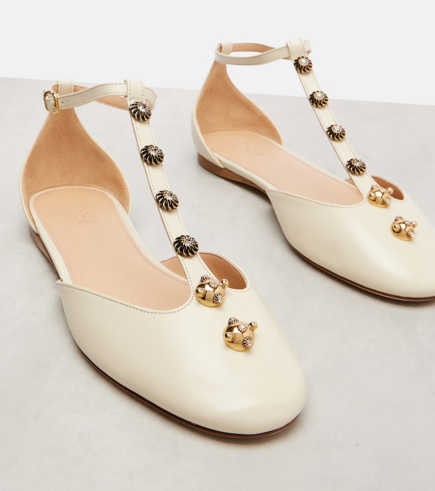  Chloe Chloe Celeste Embellished Leather Flats 