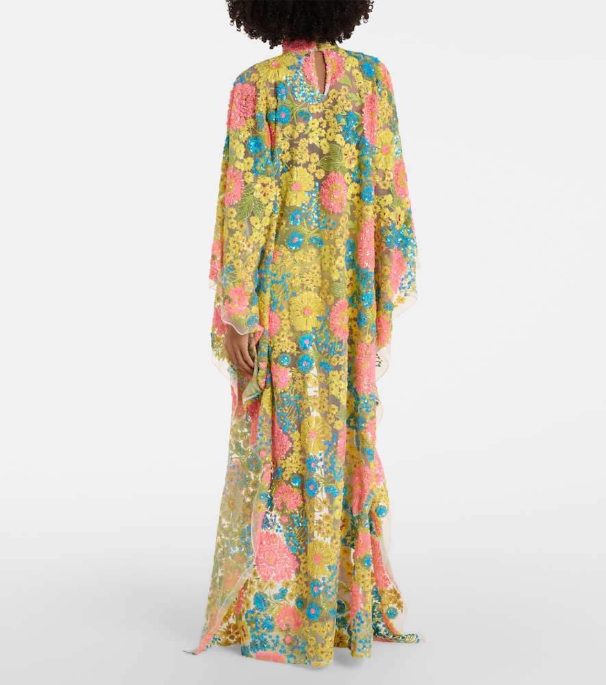  Taller Marmo Taller Marmo Graham Floral Sequined Asymmetric Kaftan 