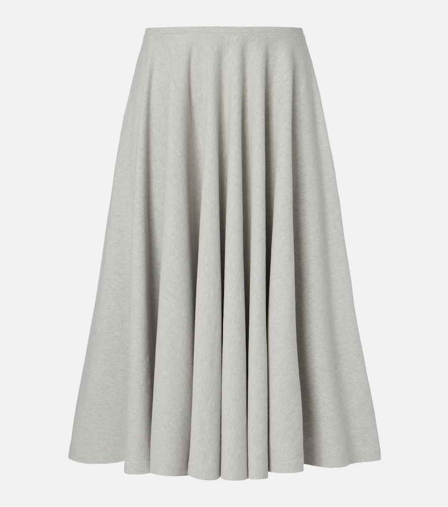 Cotton-blend midi skirt