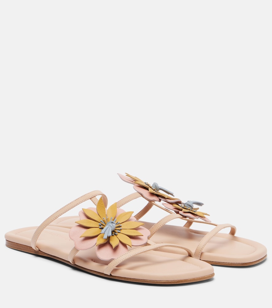 Zimmermann Lilia floral-appliqué leather sandals