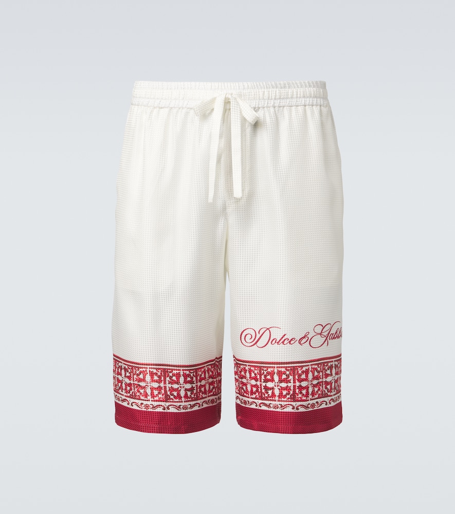 Dolce&Gabbana Men's White Majolica Silk Twill Jacquard Bermuda Shorts UK Size 32 - Mytheresa