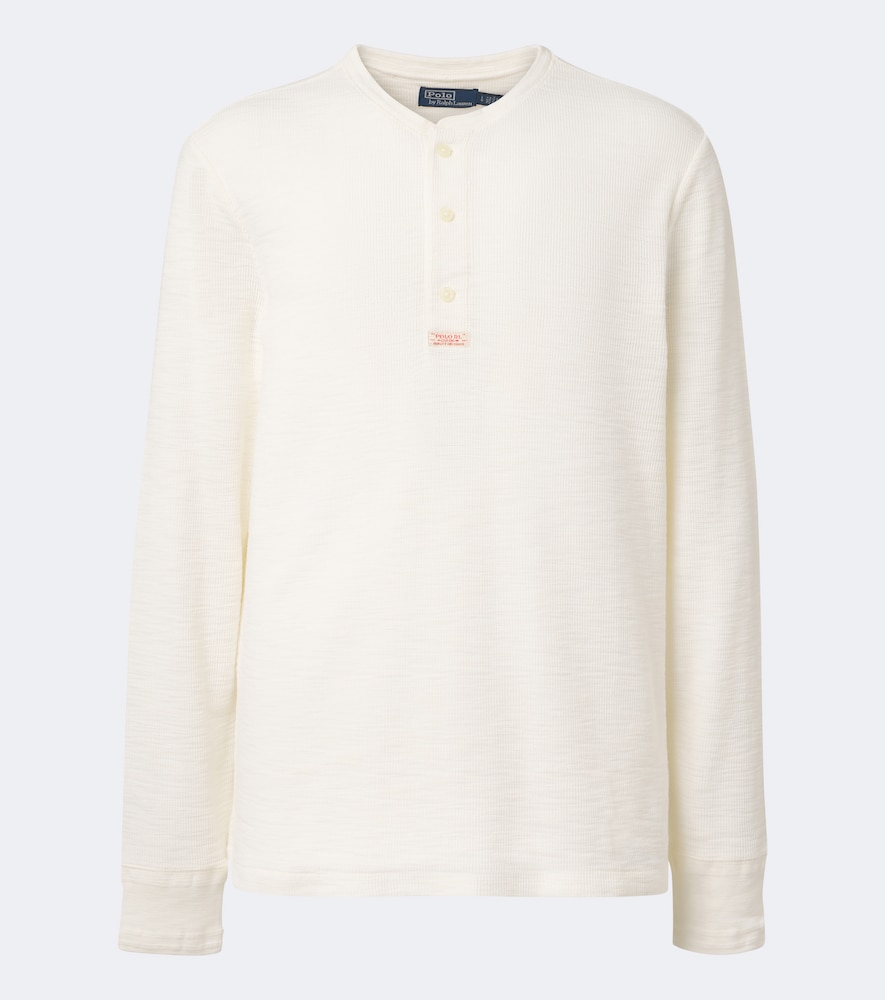 Maglia Henley in cotone a nido d'ape
