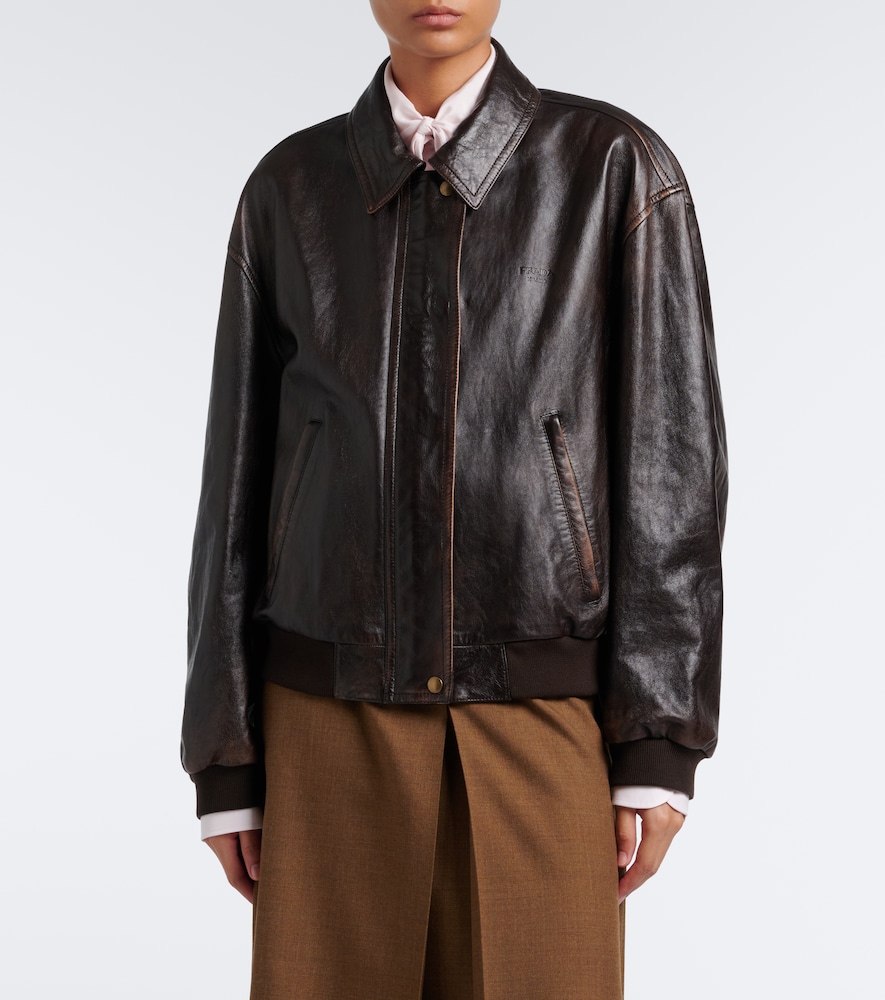 Oversized Leather Blouson Jacket
