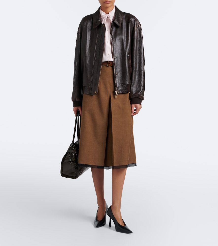 Oversized Leather Blouson Jacket