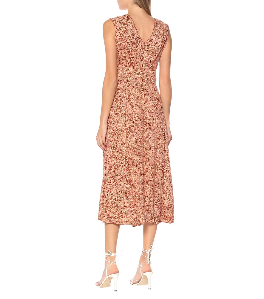 Poupette St Barth Daisy Printed Midi Dress In Orange