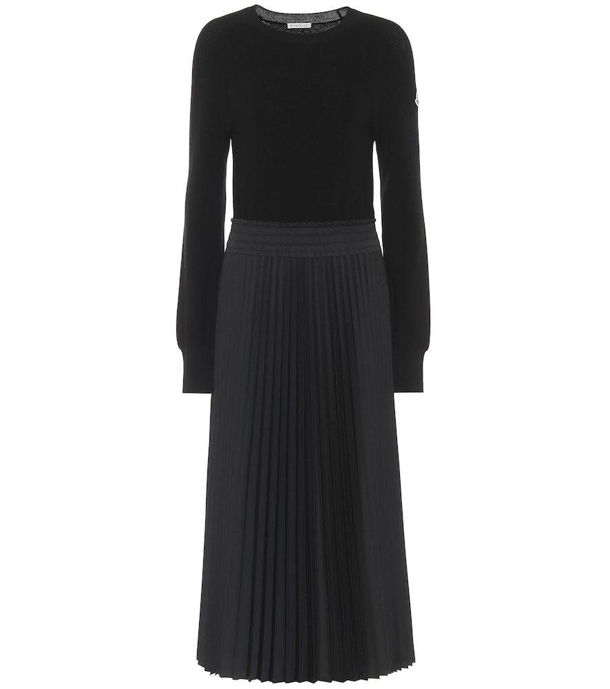 Moncler Women's Black Wool Midi Dress Uk Size 10