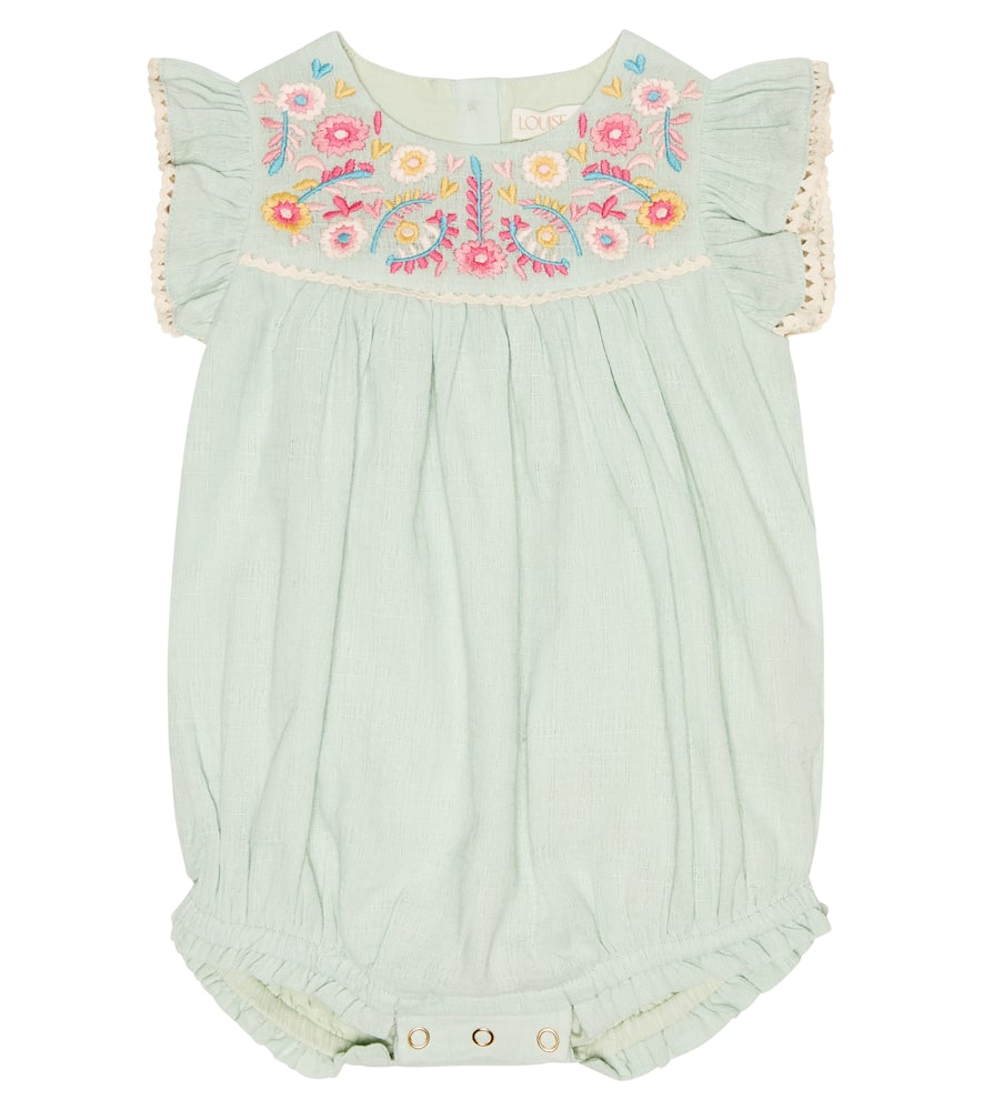 Louise Misha Baby Maria Embroidered Cotton Romper In Water