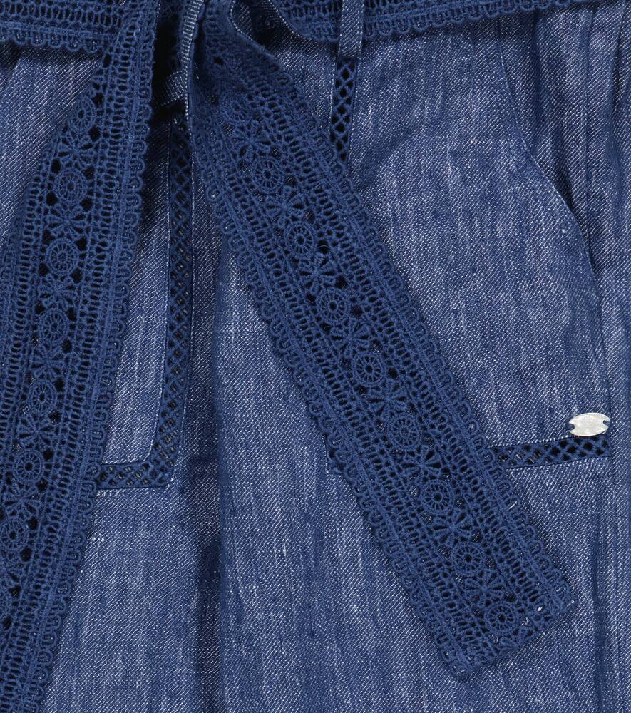 Tartine Et Chocolat Linen Pants In Bleu Chambray