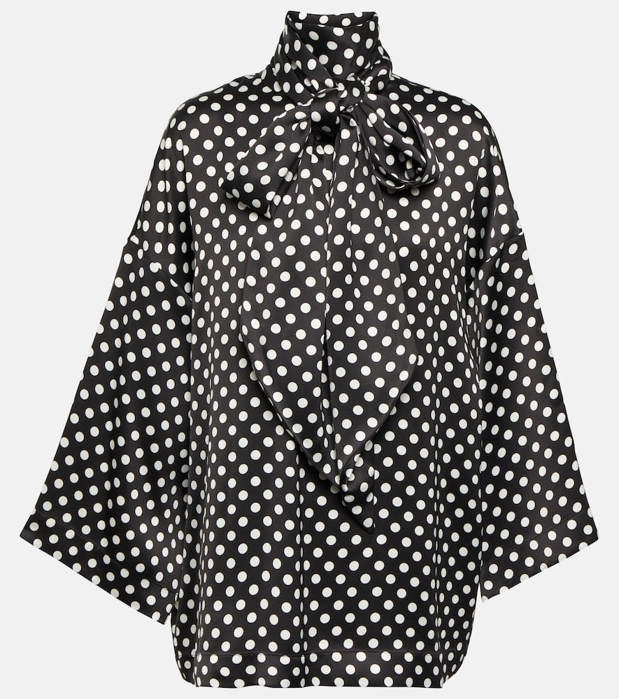 Polka dotted satin blouse