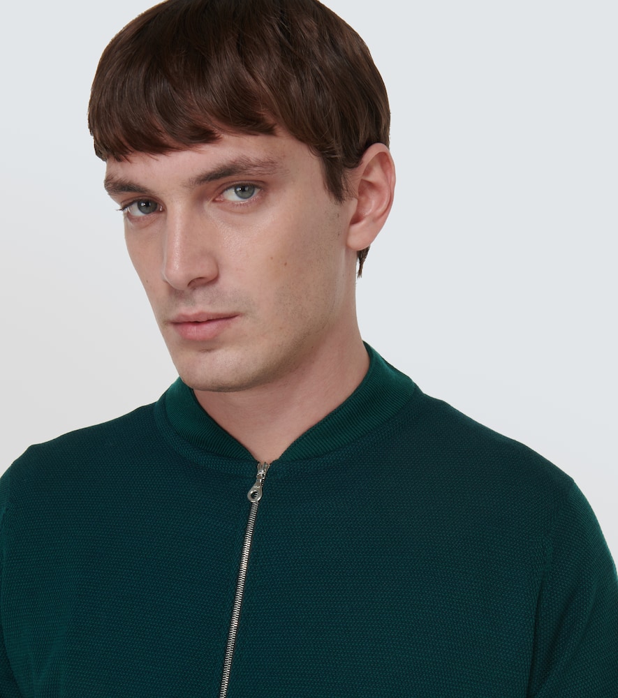 John Smedley 16.singular Zip-up Wool Jacket In Green