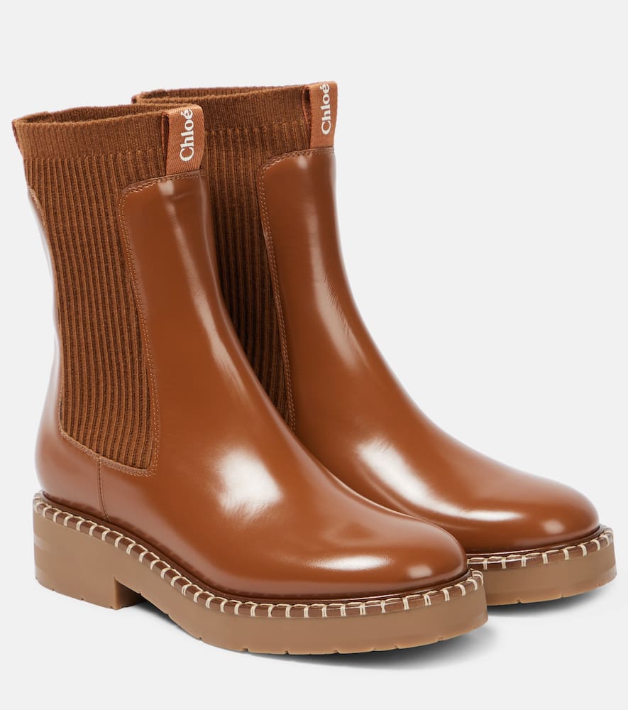 Chloé 35mm Noua Leather Ankle Boots In Brown