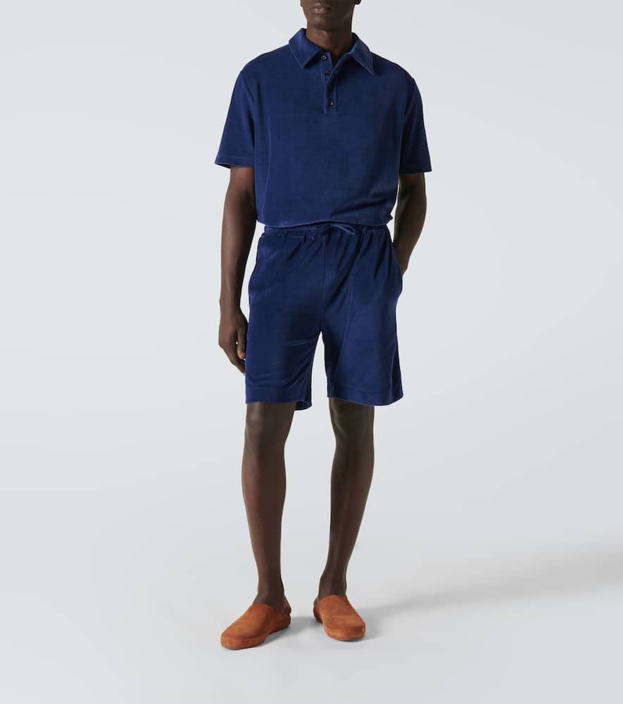 Shop Loro Piana Cotton And Silk Chenille Bermuda Shorts In Blue