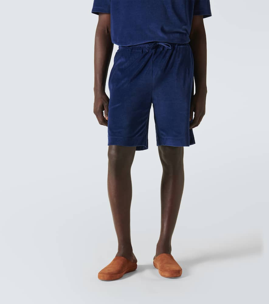 Shop Loro Piana Cotton And Silk Chenille Bermuda Shorts In Blue