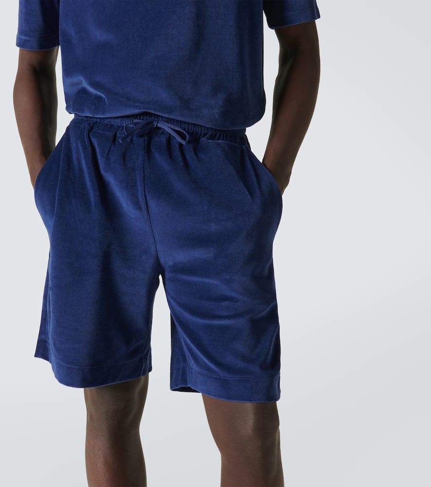 Shop Loro Piana Cotton And Silk Chenille Bermuda Shorts In Blue