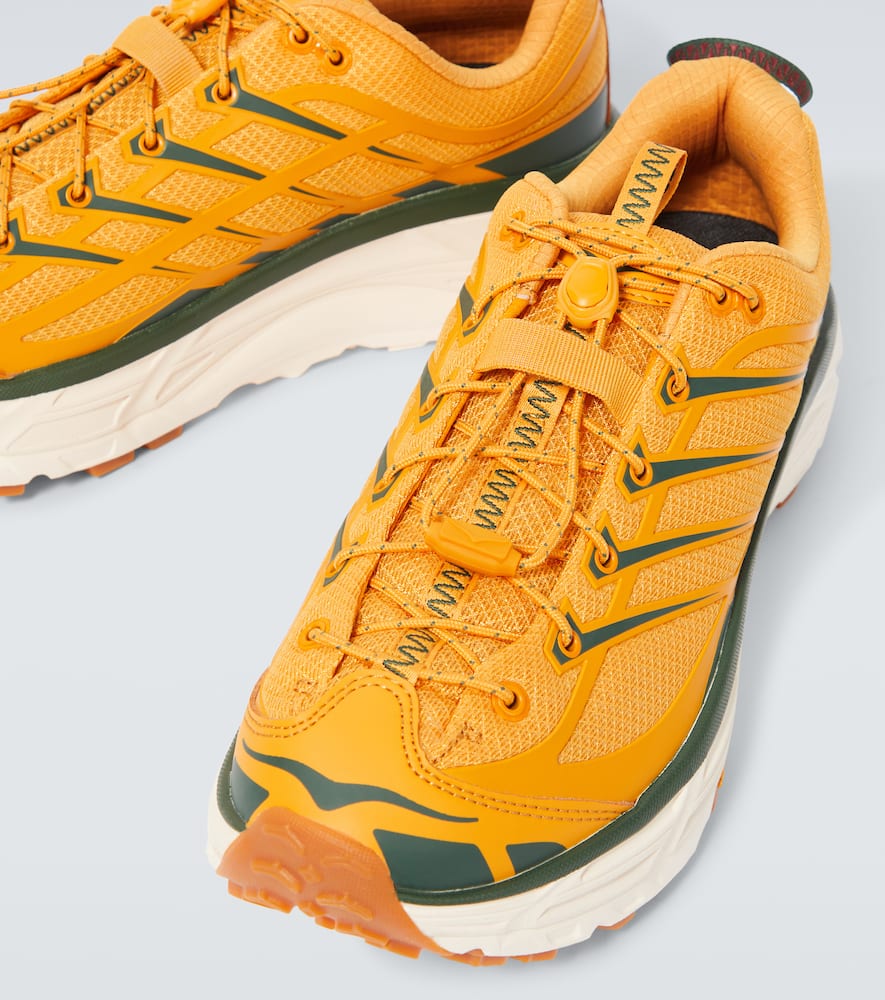 Shop Hoka One One Mafate Three2 Running Shoes In Golden Yellow / Eggnog