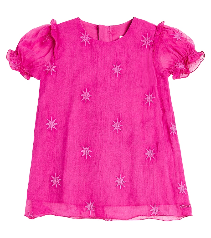 Chloé Kids Baby short-sleeve silk dress